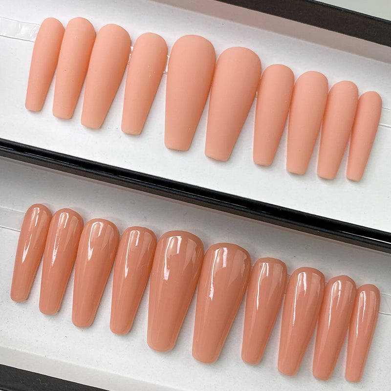 Handmade- Solid Boomlicious Nude Press On Nails Set- Glossy or Matte