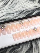 Dazzle Baby Boomer Ombre Crystal Accent Coffin Nail Set