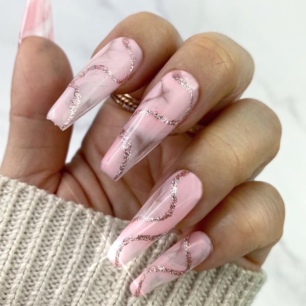 Handmade- Pink Ombre w Pixie Dust Press On Nail Set