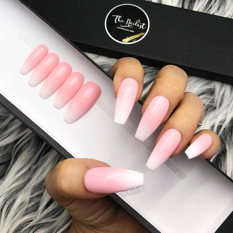 Buy MISUD Medium Stiletto Press On Nails, 24pcs Glossy False Nails, Almond  Pop Style Nails Full Cover Acrylic Nails, White Line Fake Nails with Design  for Women & Girls Online at desertcartINDIA