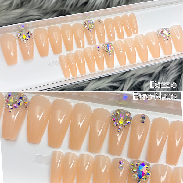 Dazzle Bare Nude Crystal Accent Medium Coffin Nail Set