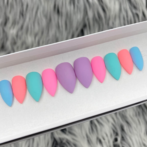 READY TO SHIP SET NOW- MULTI PASTEL - STILETTO , SIZE L