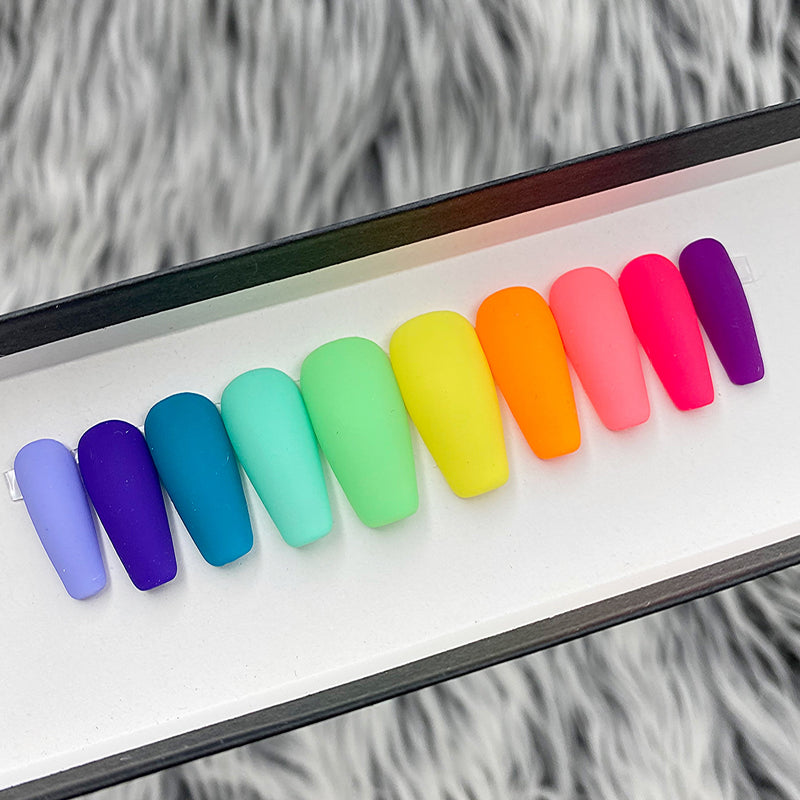 READY TO SHIP NOW - RAINBOW MATTE, MEDIUM COFFIN, SIZE M