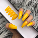 Handmade- Golden Girlfriend Premium Quality Solid Glossy Yellow Press On Nail Set