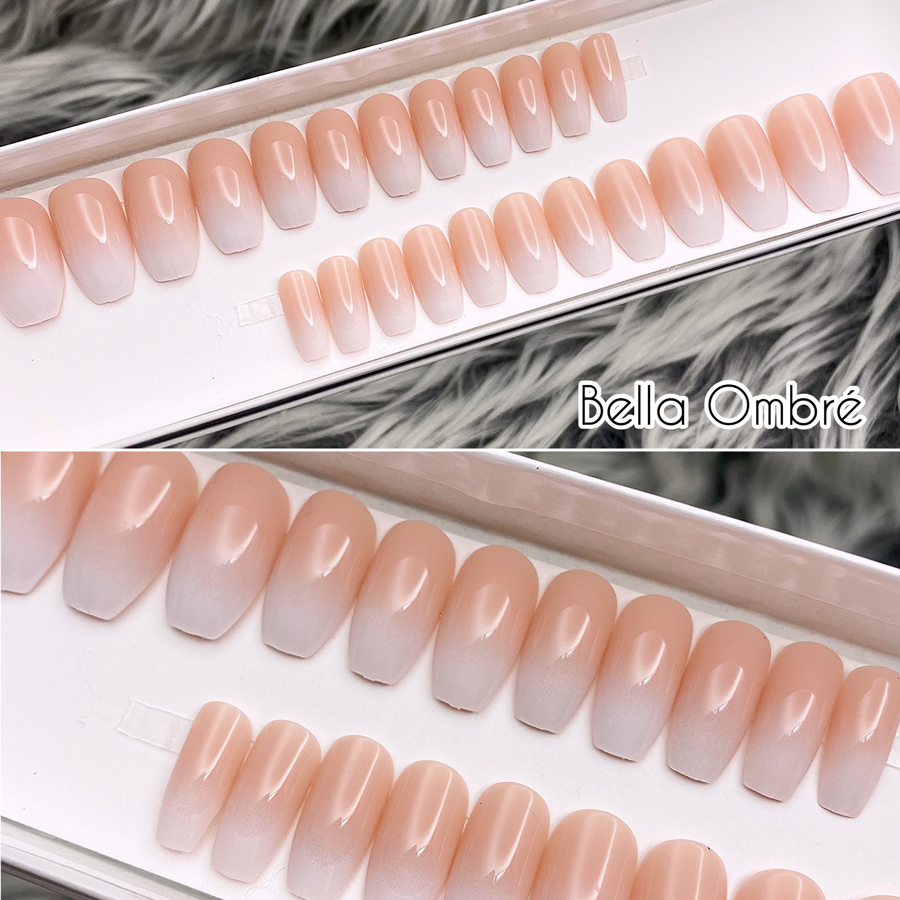 Instant Glam - Coffin-Shaped Nude Ombre Nails Set