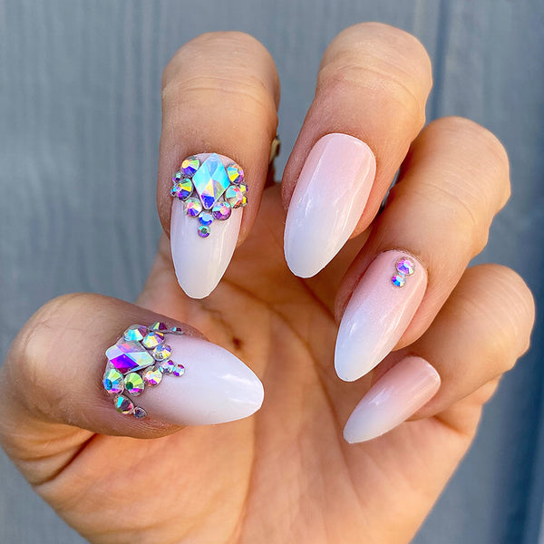 Dazzle Sophisticated Ombre Crystal Accent Stiletto Nail Set