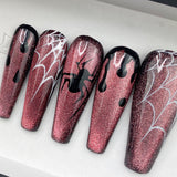 Handmade- Spooktacular Halloween Cat-Eye Effect Press On Nails