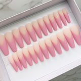 Instant Glam-Bubble Gum Soft Pink French Matte C-Curve Long Coffin Press On Nail Set