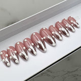 Handmade- Perla Chrome Ombre With Pearl Detail Press On Nail Set