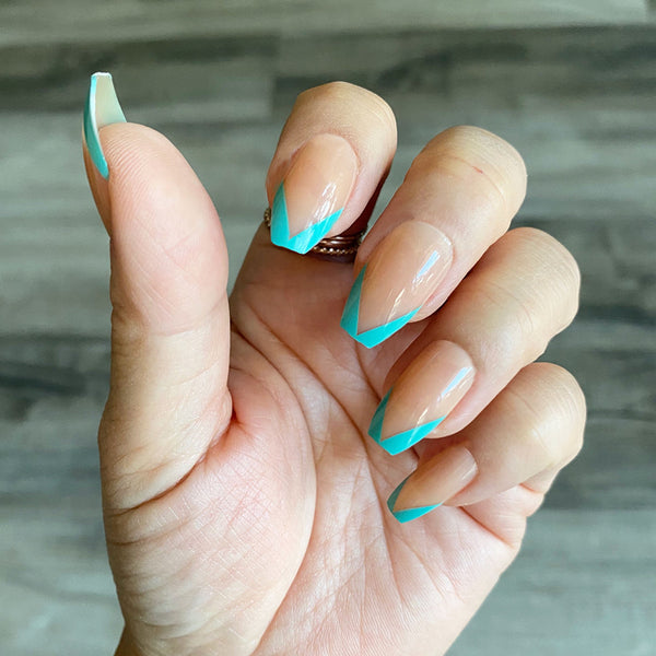 Black And Turquoise Creative Nail Art - AllDayChic