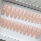Instant Glam- Pink Twirl Sheer Swirly C-Curve Long Coffin Press On Nail Set