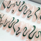 Instant Glam- Chasing Green C-Curve Long Coffin Press On Nail Set