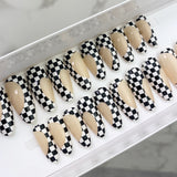 Instant Glam- Selfish Nude with Checker Pattern Almond Press On Nail Set