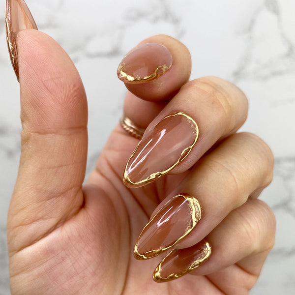 gold acrylic nails