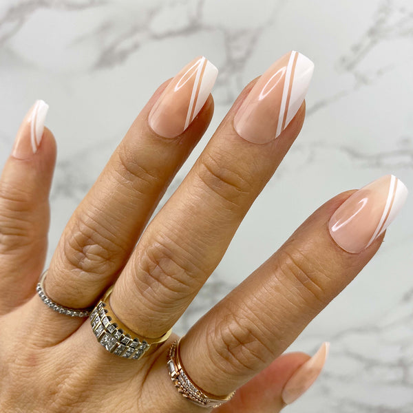 Instant Glam-White Double Glory, Coffin Press On Nail Set