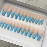 Instant Glam- Blue Swells- C-Curve Long Coffin Press On Nail Set