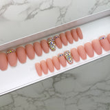 Dazzle Matte Solid Crystal Accent Coffin Press On Nail Set