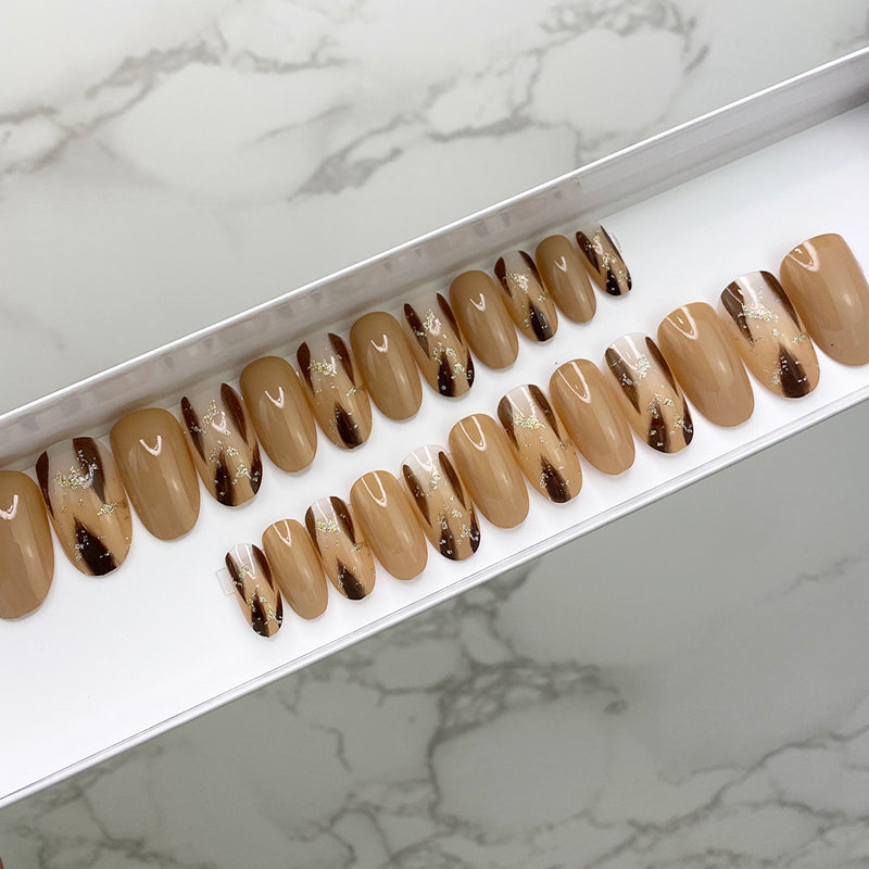 Instant Glam- Coffee Bean Oval Press On Nail Set
