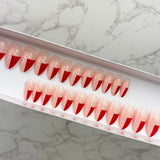 Instant Glam- Tri-Some Clear Pink Red Modern Design Stiletto Press On Nail Set