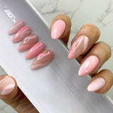 Handmade- Zen Wave, Pink And Nude Press On Nails