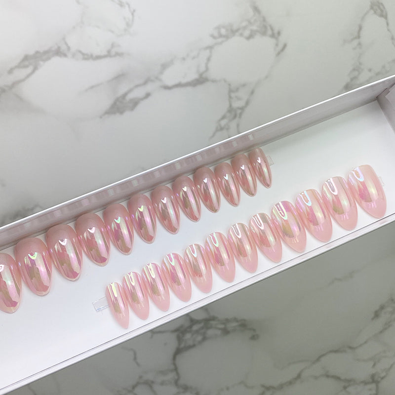 Instant Glam- Blush Pink Chrome Stiletto Press On Nail Set